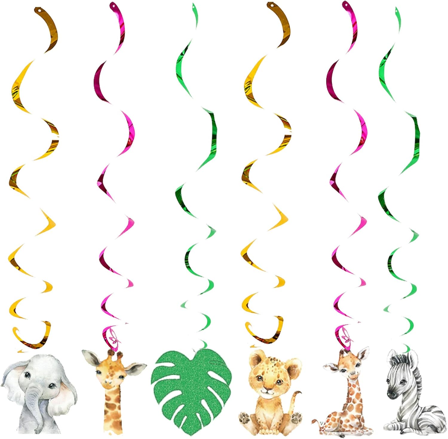 12Pcs Wild One Hanging Swirls Ceiling Streamers for Jungle Birthday Party Decorations