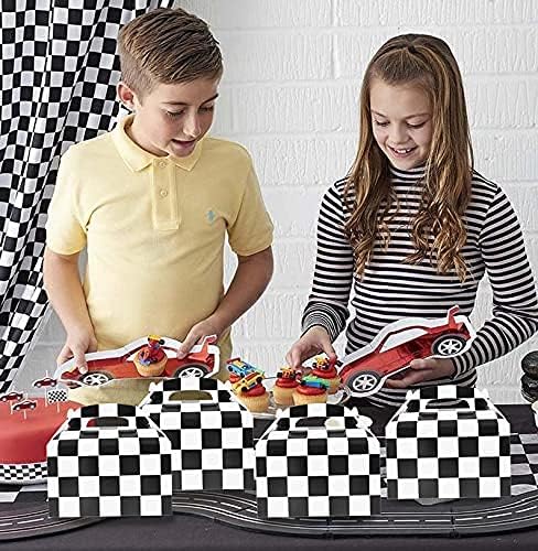 Racing Flag Gift Bags 24 Pcs Checkerboard Treat Box Party Favor Supplies