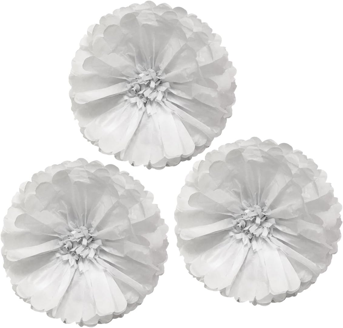 Wrapables Tissue Flower Pom Poms Set of 3 White