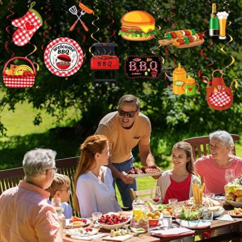 Ireer 52 Pcs BBQ Party Hanging Decor Swirls