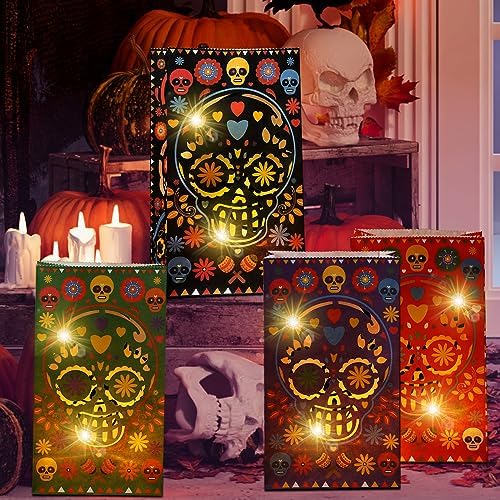 Ireer 30 Piece Halloween Day of the Dead Luminary Bags
