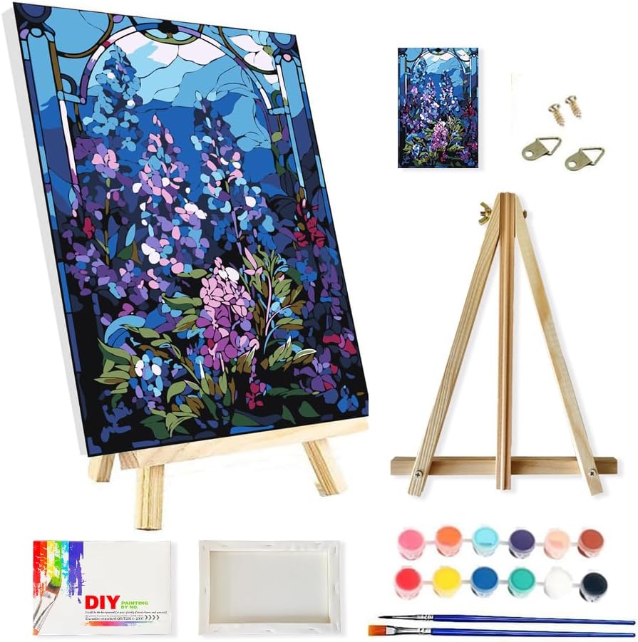 Framed Paint by Numbers Kit for Adults Beginners 78x118 Inch Canvas with Wooden Easel and Frame