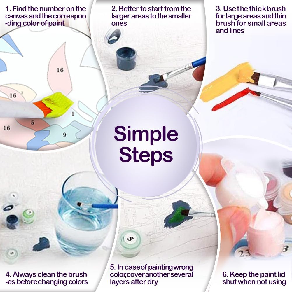 Framed Paint by Numbers Kit for Adults Beginners 78x118 Inch Canvas with Wooden Easel and Frame