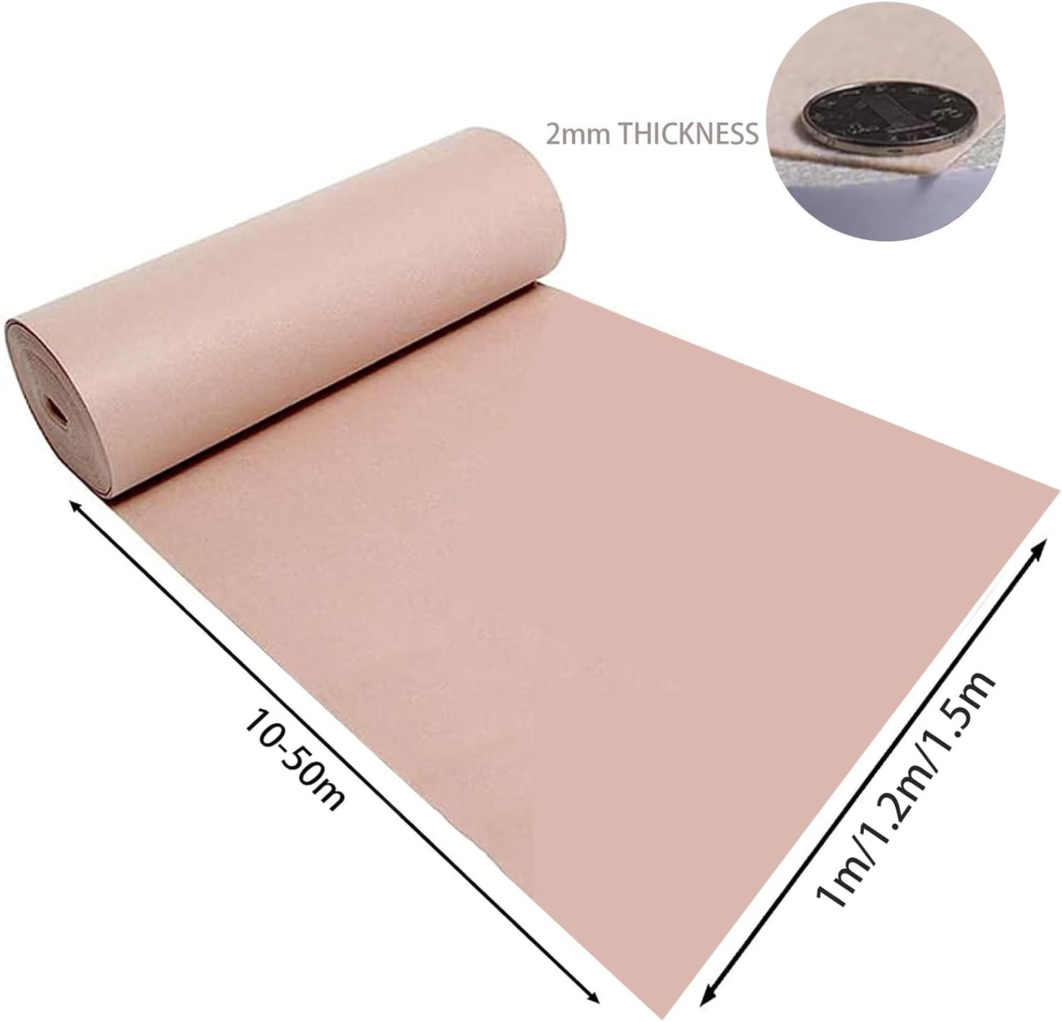 Champagne Runway Rug Wedding Aisle Runner Non-Slip 2mm Thickness 12x30m