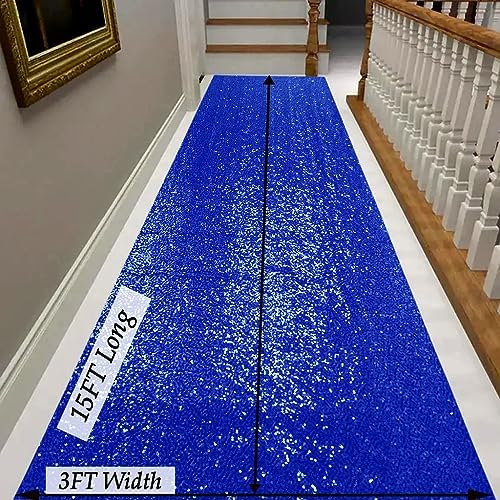 Royal Blue Sequin Aisle Runner 3FTx15FT Wedding Carpet