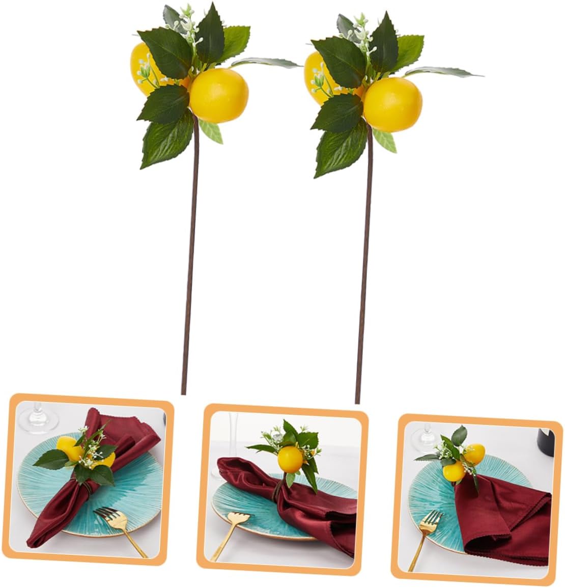 PRETYZOOM Artificial Lemon Napkin Ring Holder Decor