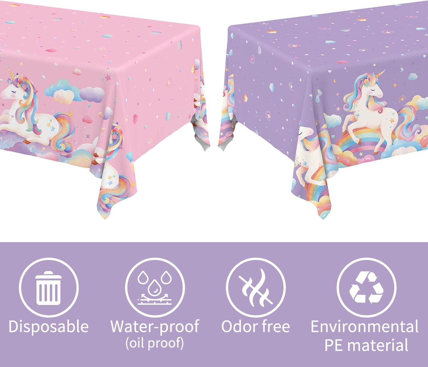 Gatherfun Unicorn Party Supplies Set 2-Pack Tablecloths