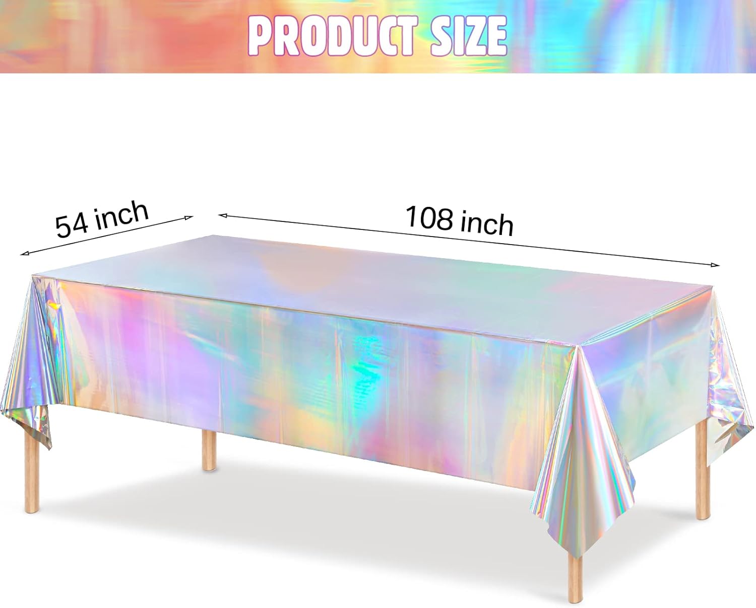 Irenare 3 Pack Iridescent Plastic Tablecloths