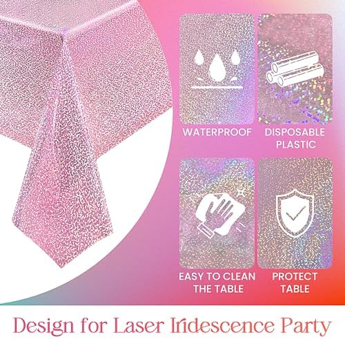 1 Piece Pale Pink Holographic Laser Tablecloth 40x108