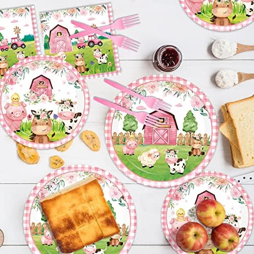 Oigco 96PCS Farm Animals Party Tableware Set for 24 Guests