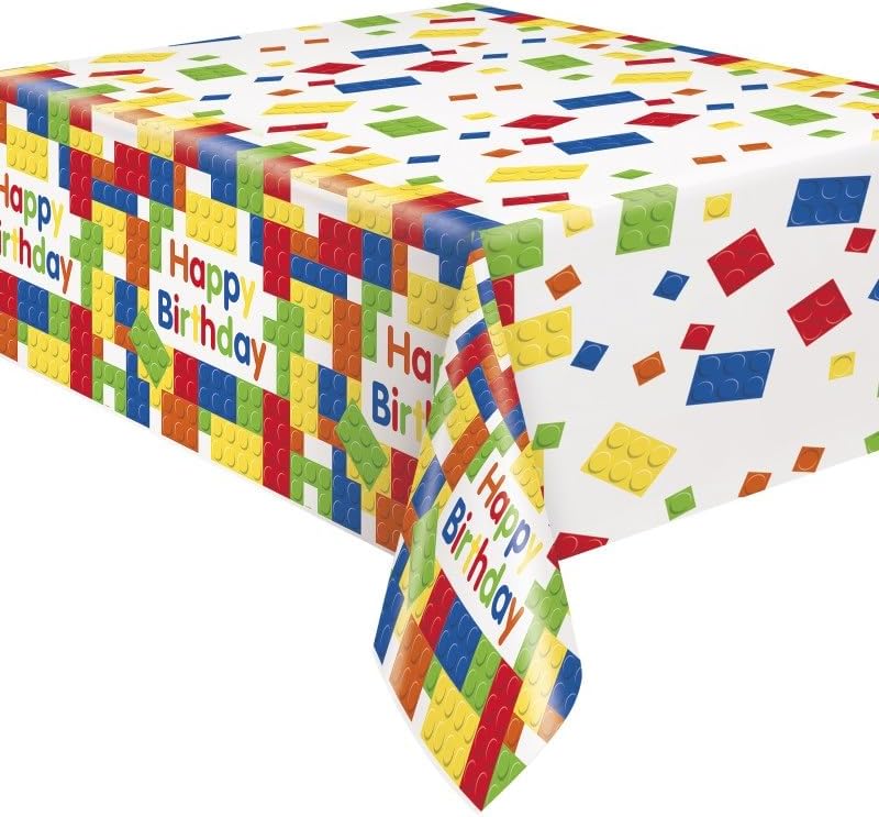 Vibrant Building Blocks Birthday Table Cover 54x84