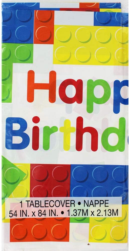 Vibrant Building Blocks Birthday Table Cover 54x84