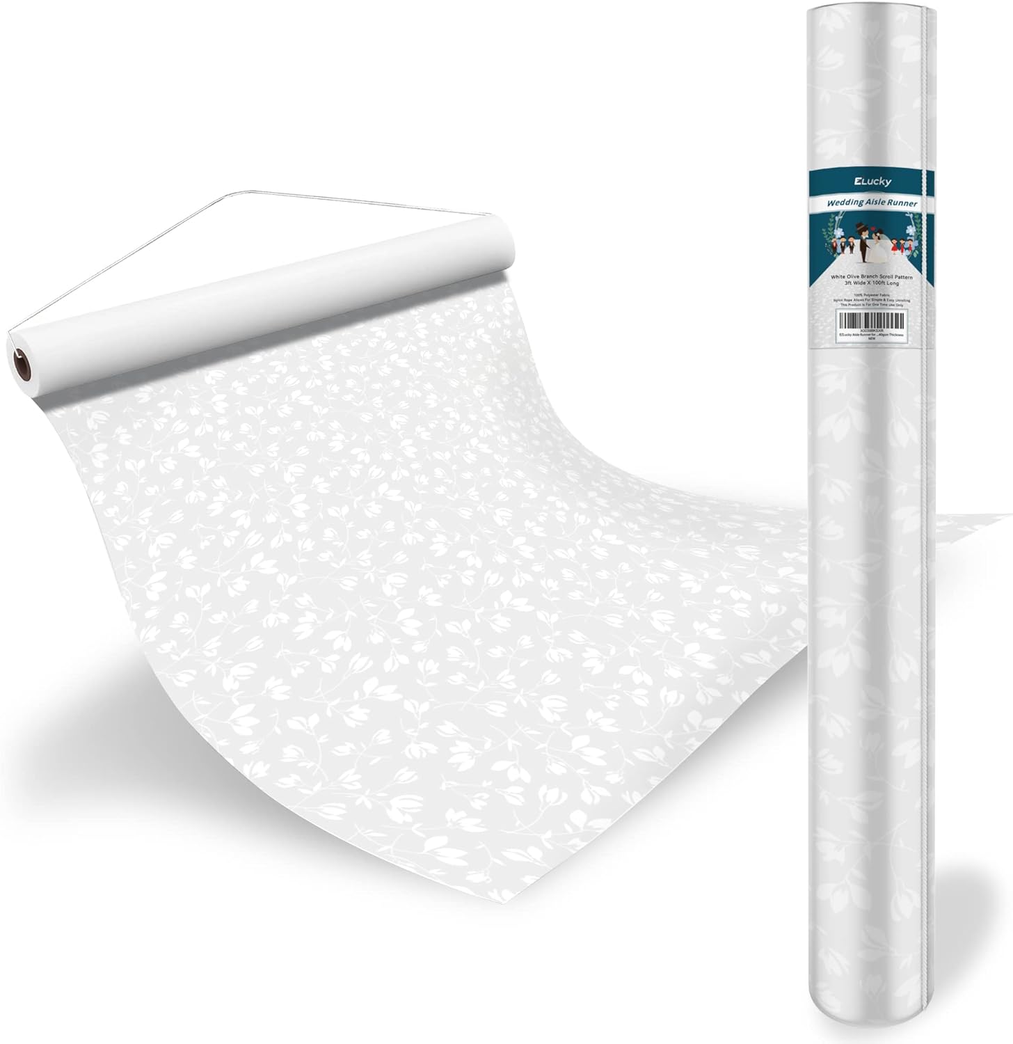 Elegant White Olive Aisle Runner for Wedding Ceremony 3x100ft