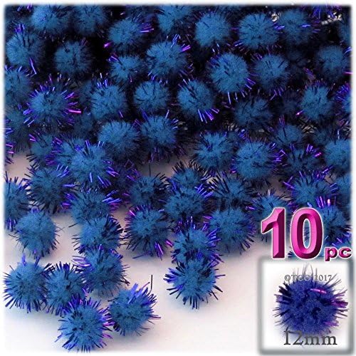 The Crafts Outlet Chenille Sparkly Pom Poms Orange Porcupine 12mm 10pc