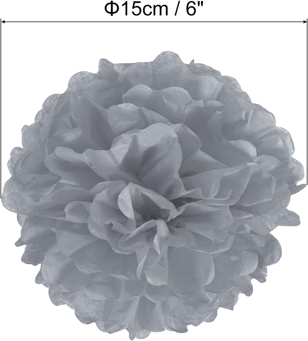 PATIKIL 6 Inch Grey Tissue Pom Poms 10 Pack