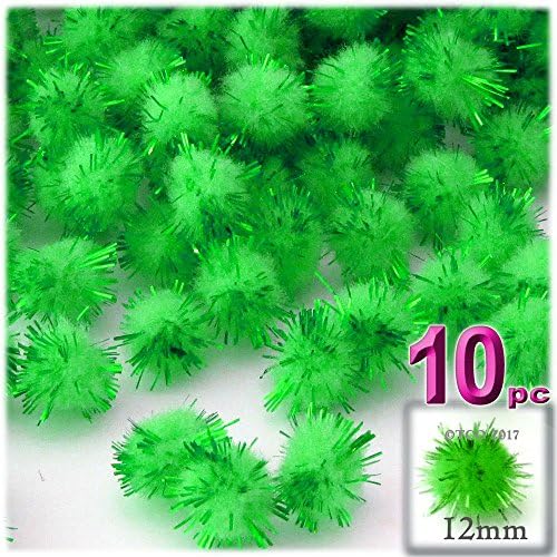 The Crafts Outlet Chenille Sparkly Pom Poms Black Porcupine 05-inch 10-pc