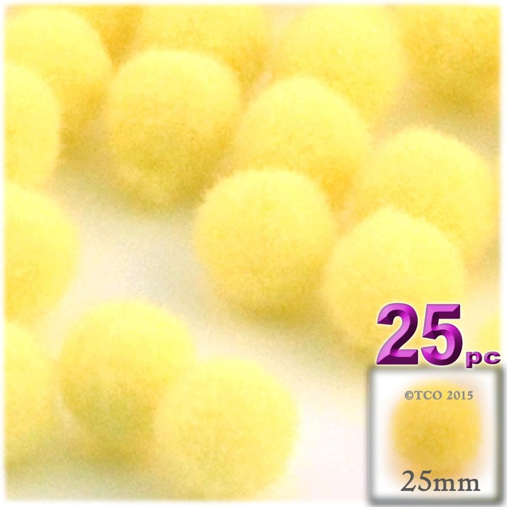 The Crafts Outlet 25-Piece Multi Purpose Pom Poms Neon Orange 25mm Round Acrylic