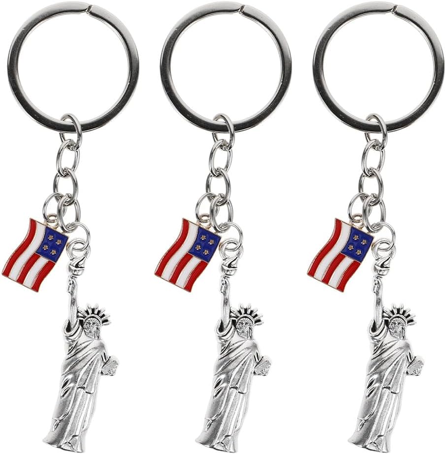 LUOZZY 3 Pcs Statue Of Liberty Keychain US Theme Party Favors