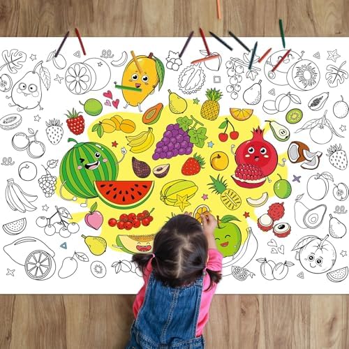 ZOIIWA Giant Summer Fruit Coloring Poster for Kids