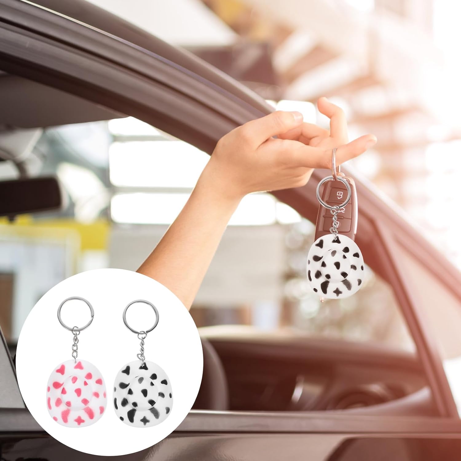 LUOZZY 4 Pcs Vintage Cowboy Hat Keychain Set