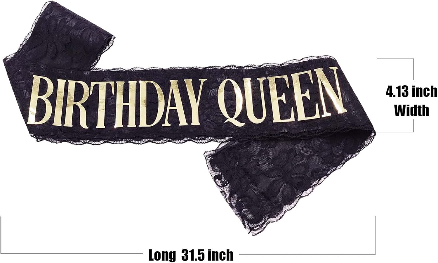 Birthday Queen Sash for Girls - Gold Word Glitter Streamer
