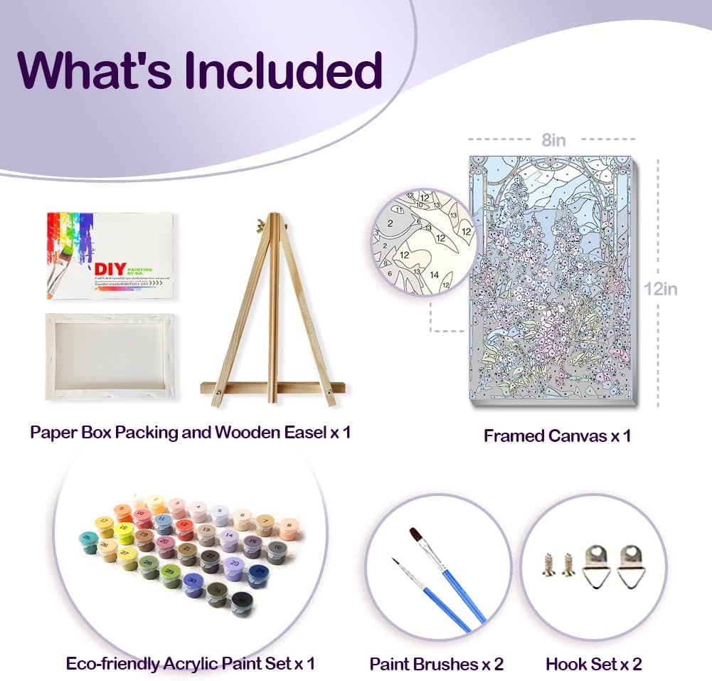Framed Paint by Numbers Kit for Adults Beginners 78x118 Inch Canvas with Wooden Easel and Frame