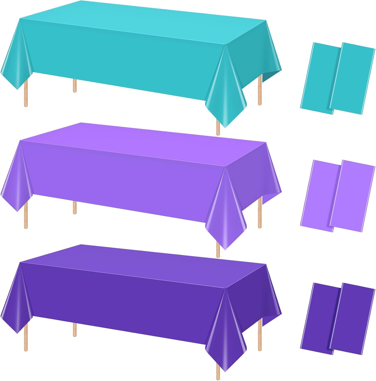 6 Pack Mermaid Tablecloths Blue Purple Princess Decor for Parties