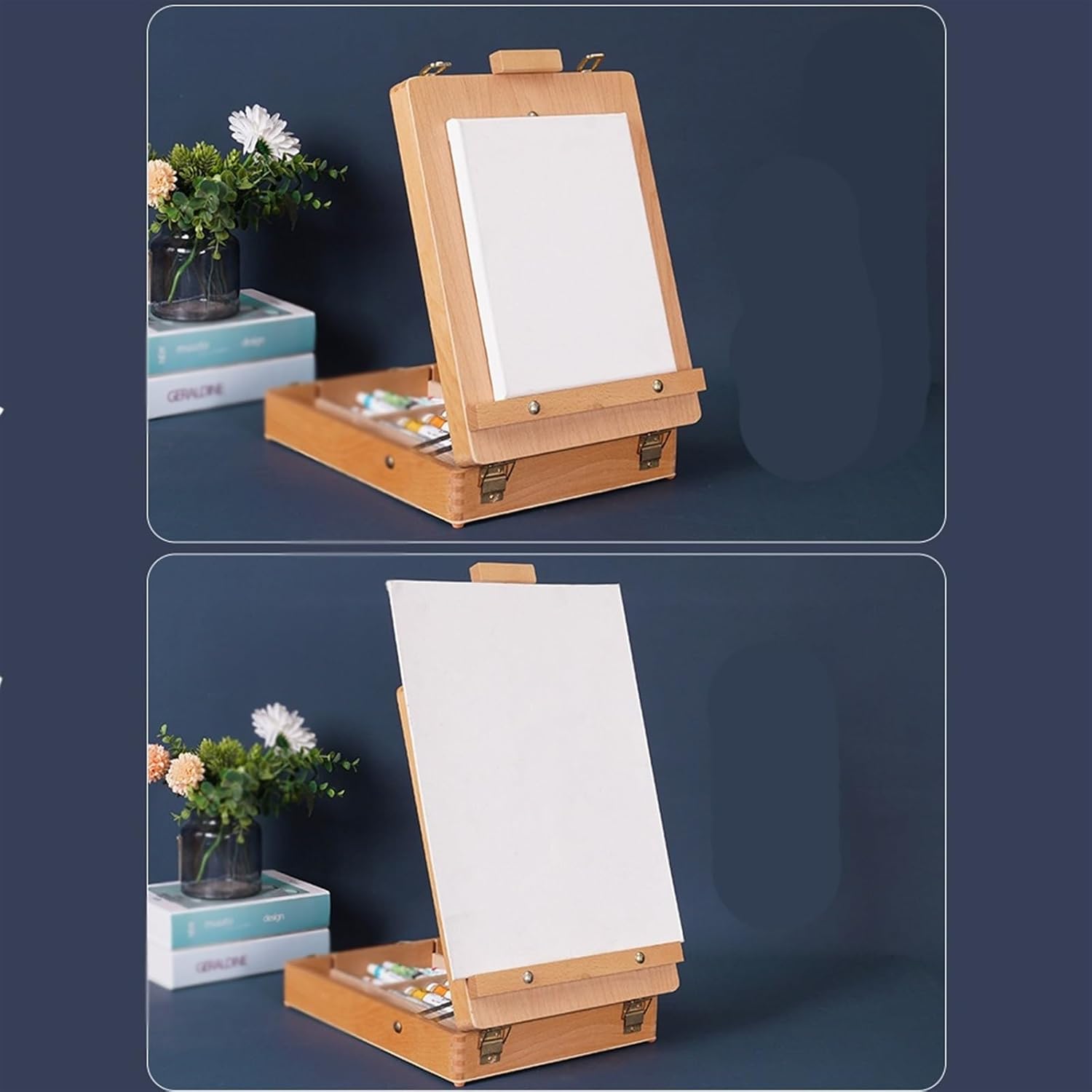 Adjustable Wooden Art Easel Storage Box for Artists and Students