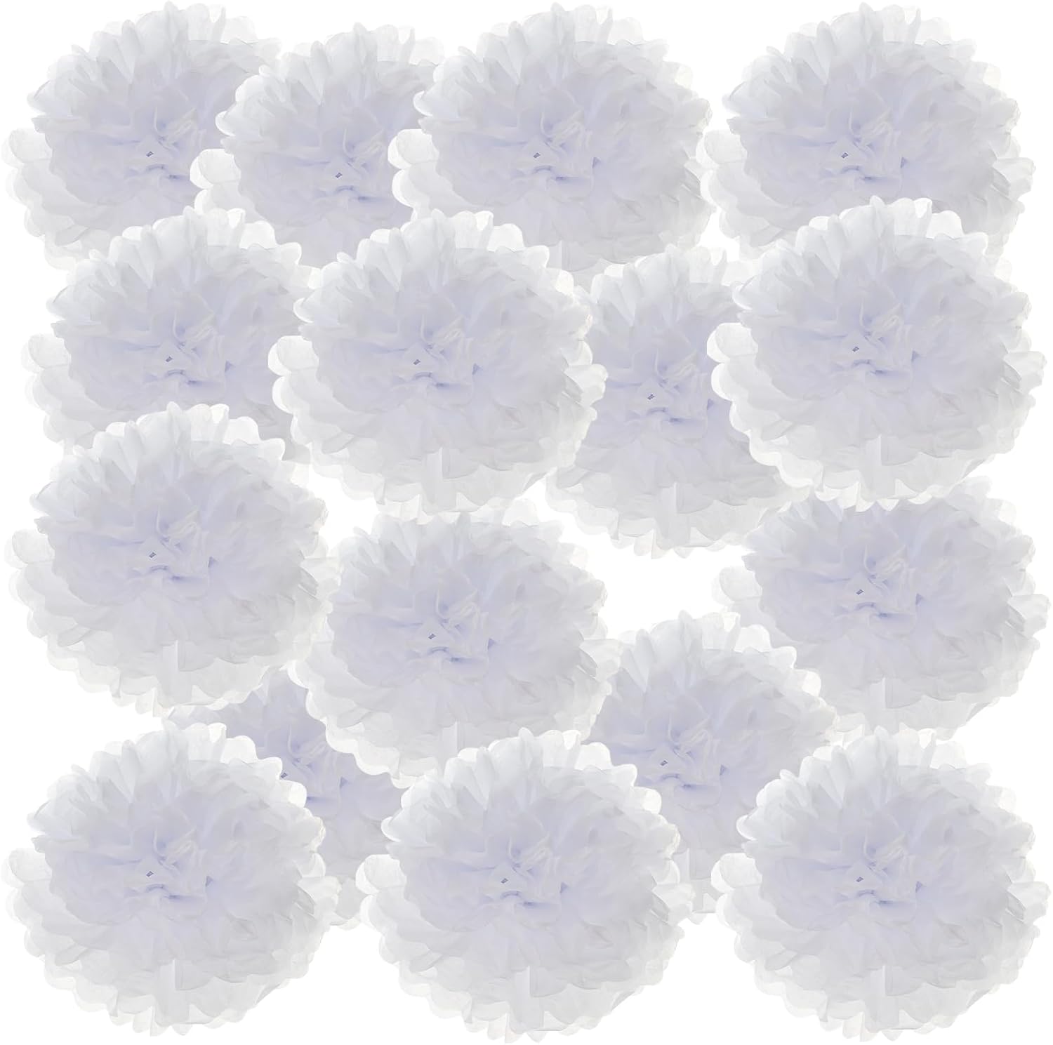 PATIKIL 6 Inch White Tissue Pom Poms Flowers 20 Pack