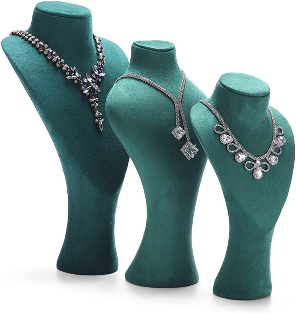Green Velvet Jewelry Display Stand for Necklaces and Earrings
