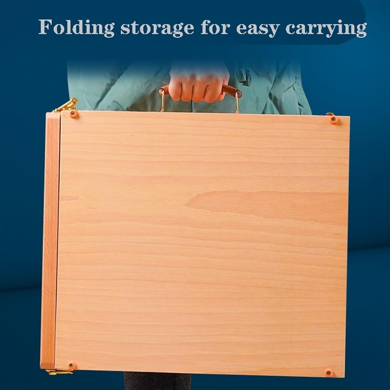 Wood Drawer Table Sketch Box Portable Art Storage Case with 4 Compartments