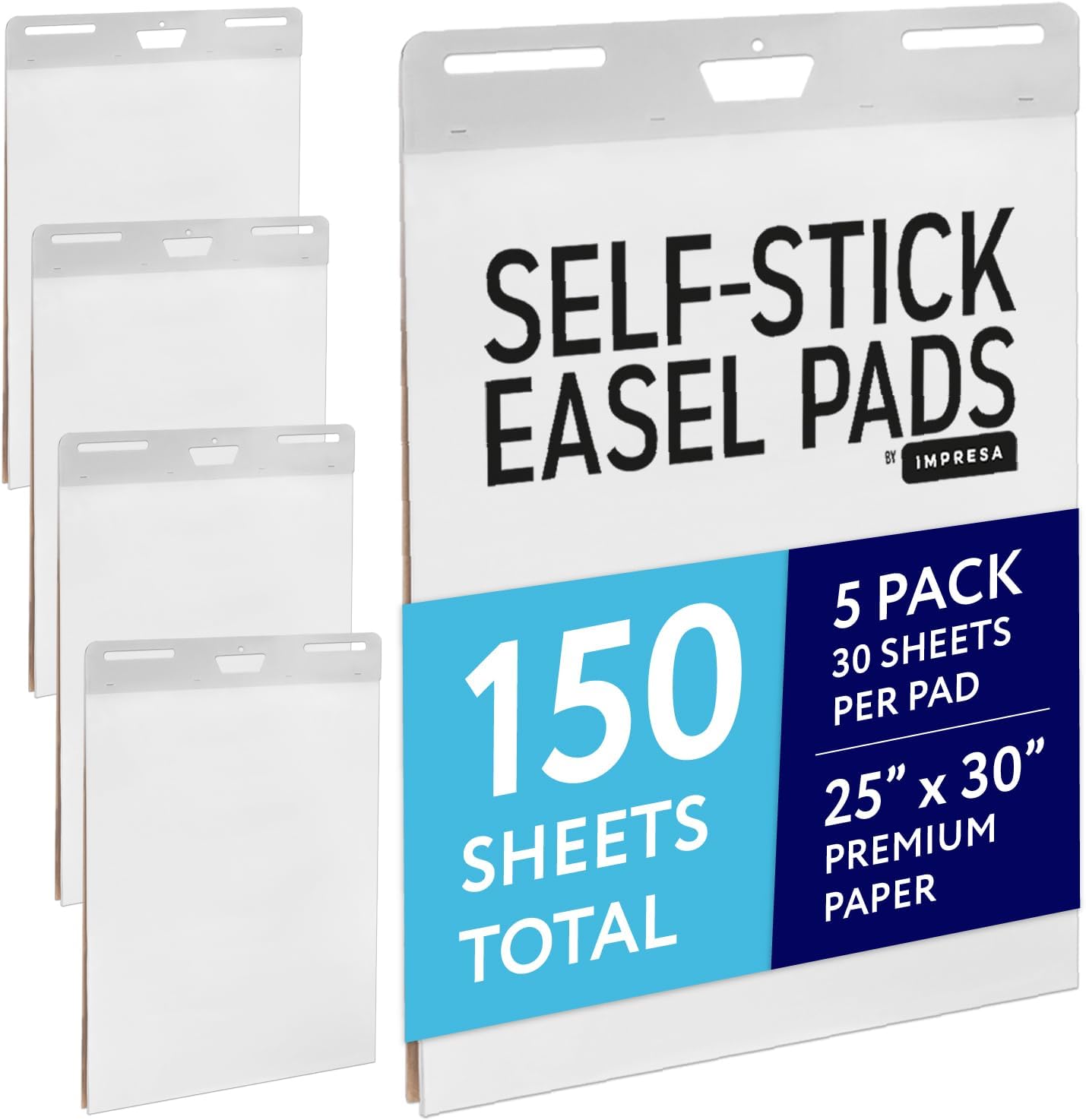 IMPRESA Large Sticky Easel Pads 5-Pack 25x30in White