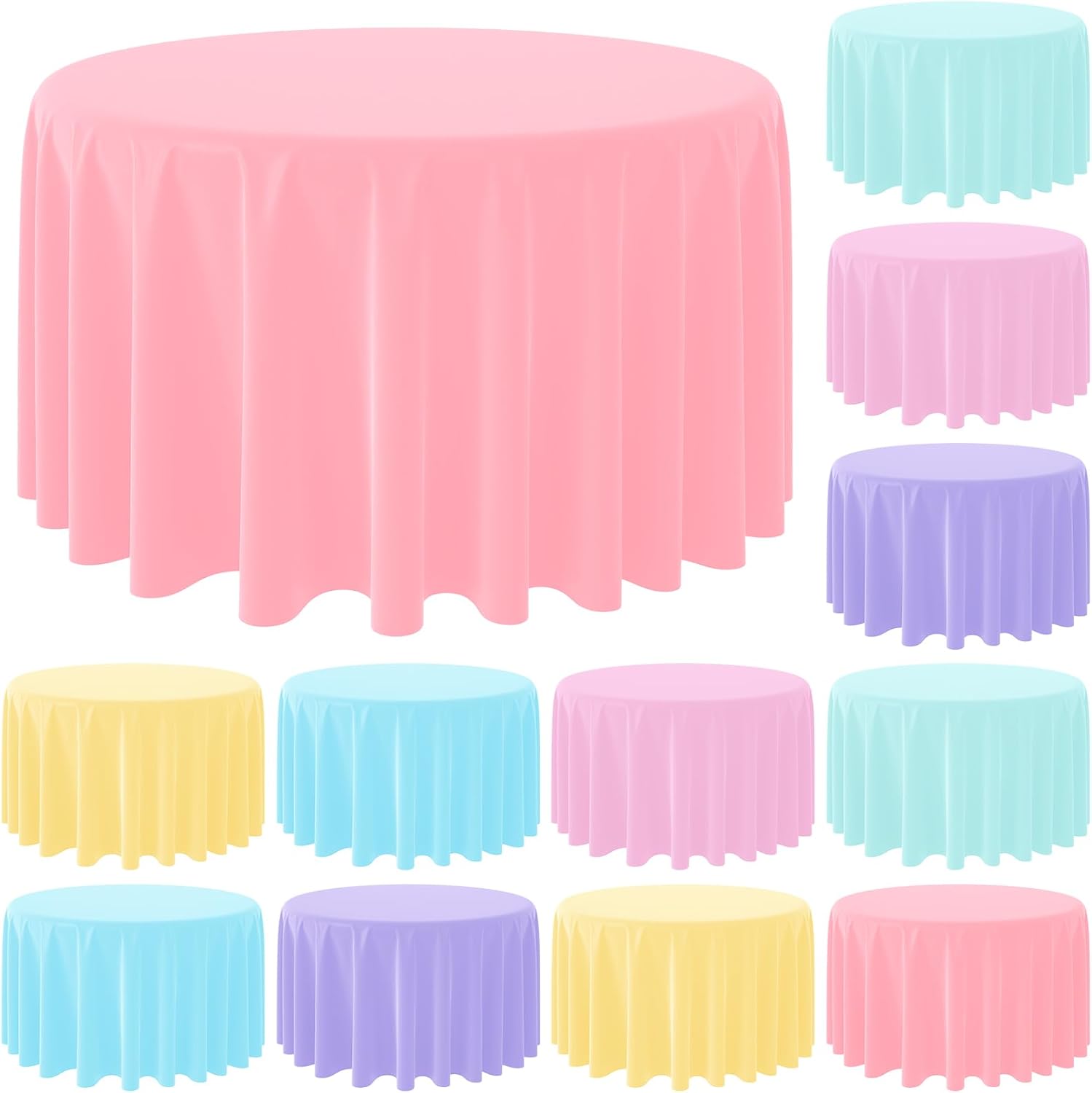 12Pack Pastel Rainbow Plastic Tablecloths for Parties
