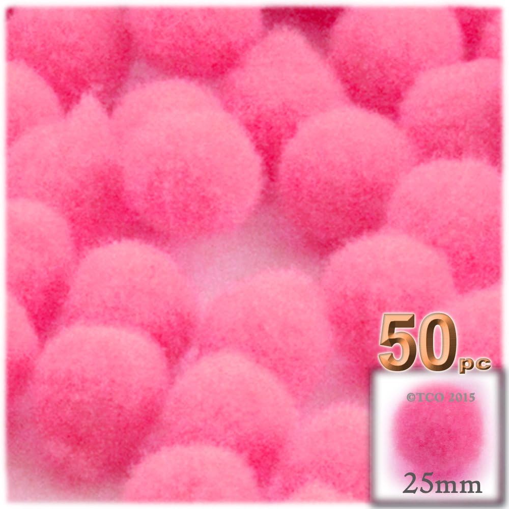 The Crafts Outlet 50-Piece Purple Pom Poms 25mm Round Acrylic Set