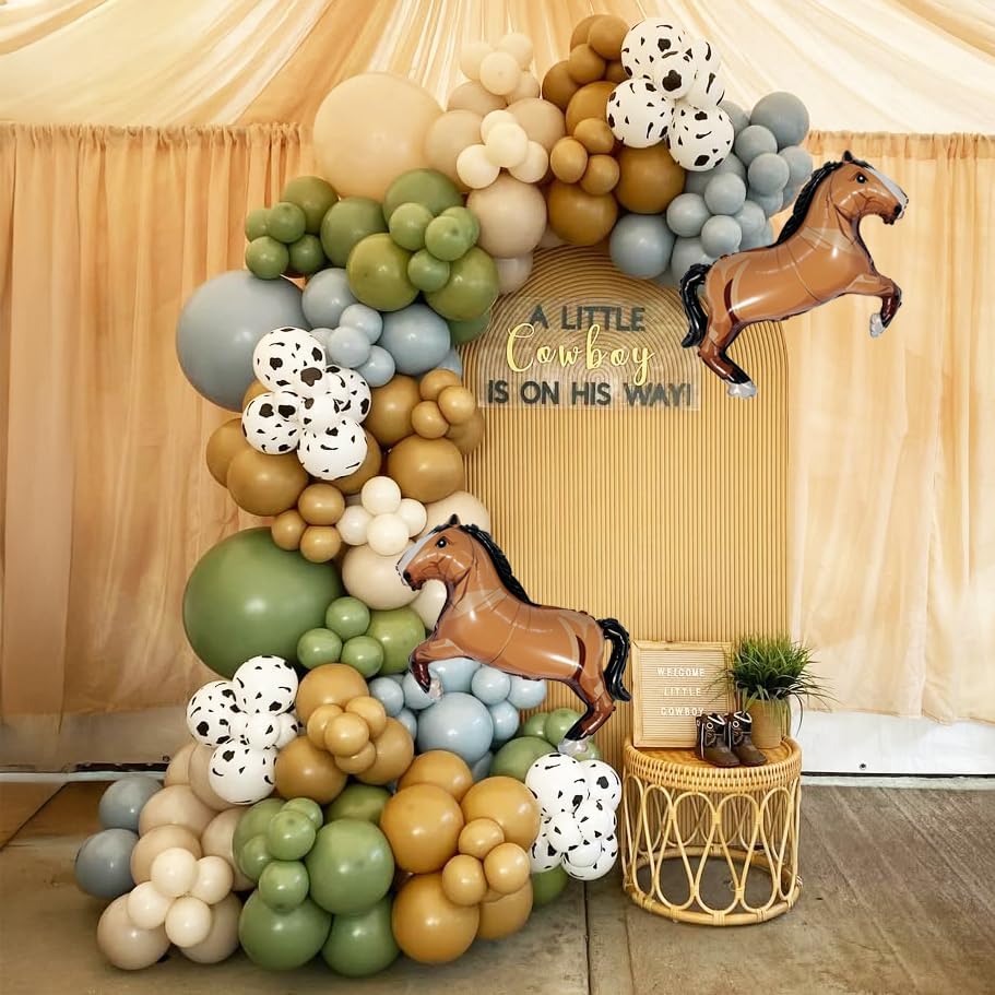 148Pcs Western Balloon Arch Kit with Horse Balloons for Cowboy Birthday Party Decorations