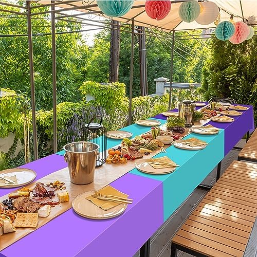 6 Pack Mermaid Tablecloths Blue Purple Princess Decor for Parties