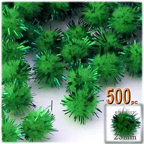 The Crafts Outlet Chenille Sparkly Pom Poms 10-inch 500pc White Silver Porcupine