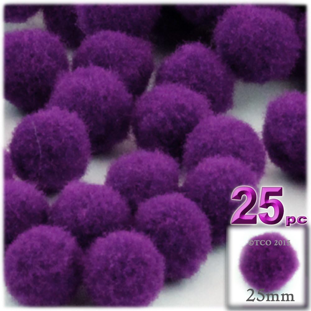 The Crafts Outlet 25-Piece Purple Pom Poms Set