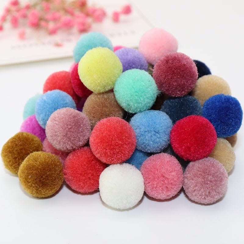 50Pcs Pack 15mm Pompom Balls for DIY Crafts Wedding Sewing