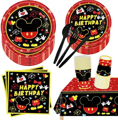 161Pcs Cartoon Mouse Party Decorations Tableware Set