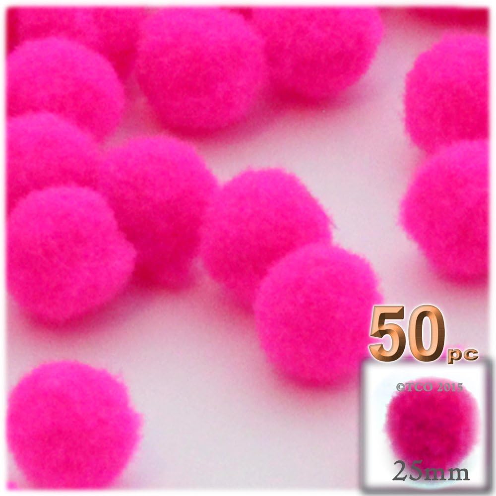 The Crafts Outlet 50-Piece Purple Pom Poms 25mm Round Acrylic Set