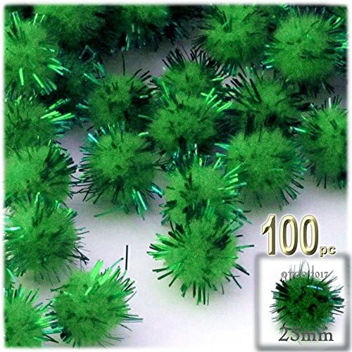 The Crafts Outlet Chenille Sparkly Pom Poms Black Porcupine 10-inch 100-pc