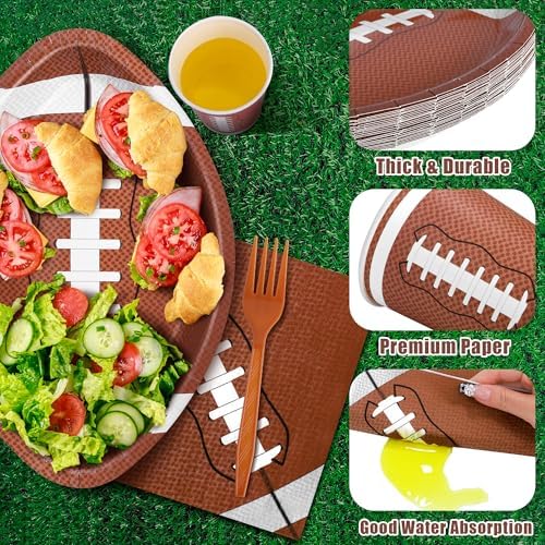Durony 144 Pieces Football Themed Disposable Plates Set