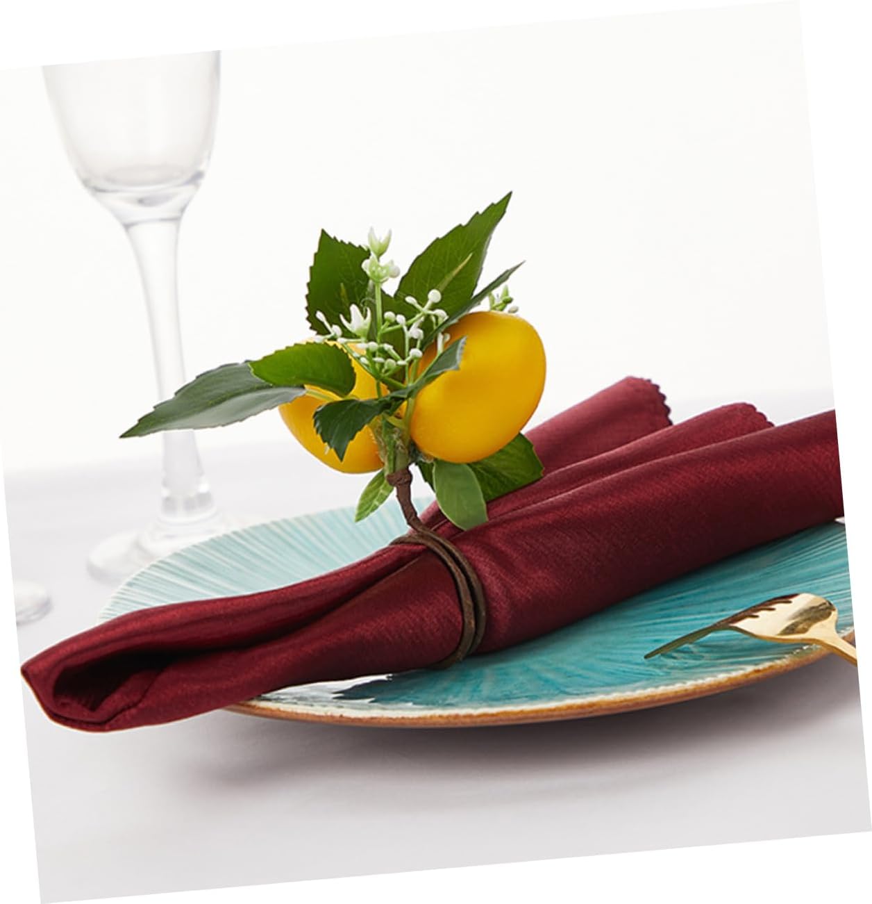 PRETYZOOM Artificial Lemon Napkin Ring Holder Decor