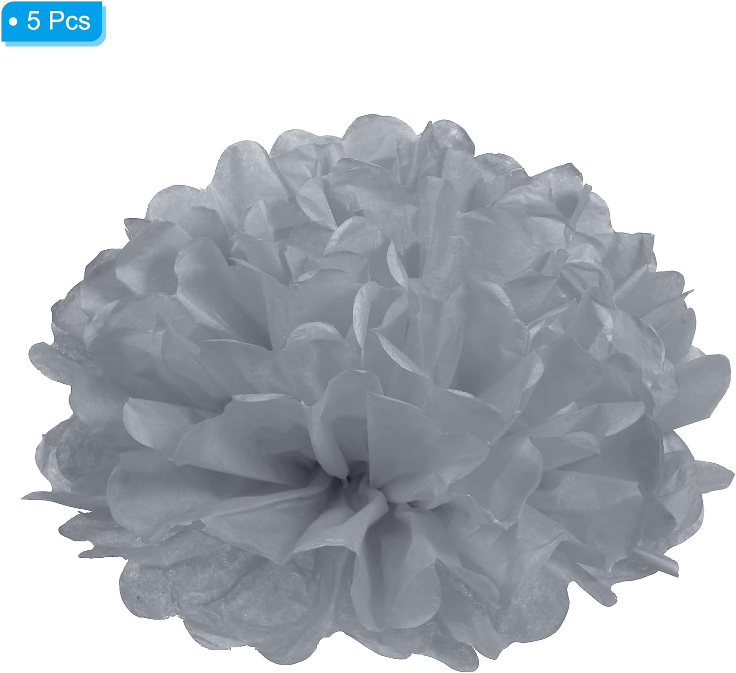 PATIKIL 8 Inch Grey Tissue Pom Poms Flowers 5 Pack
