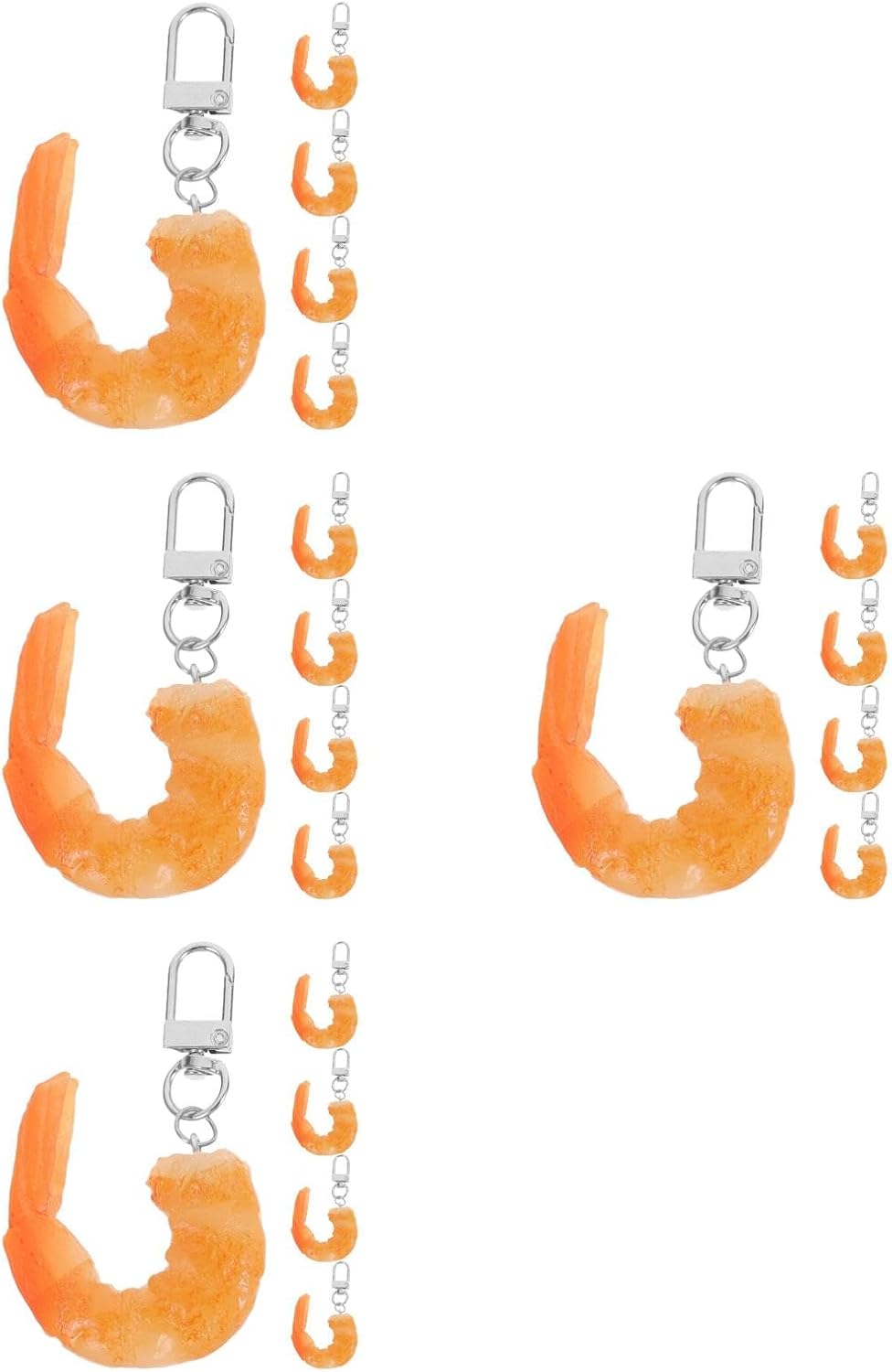 LUOZZY 20 Pcs Orange Artificial Shrimp Keychain
