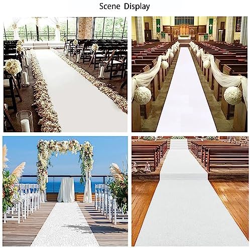 White Wedding Aisle Runner Rug 2mm Thick 1x30m Non-Slip Carpet