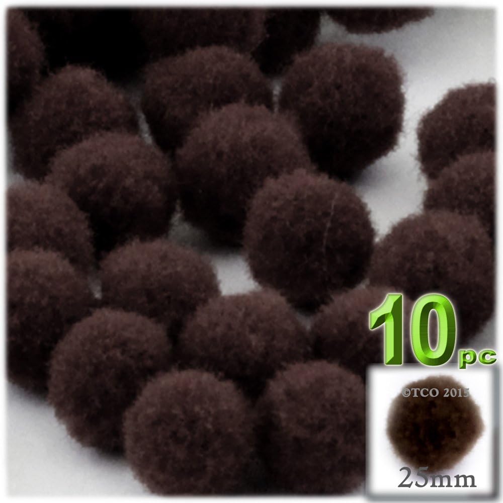 The Crafts Outlet 10-Piece Coffee Brown Pom Poms