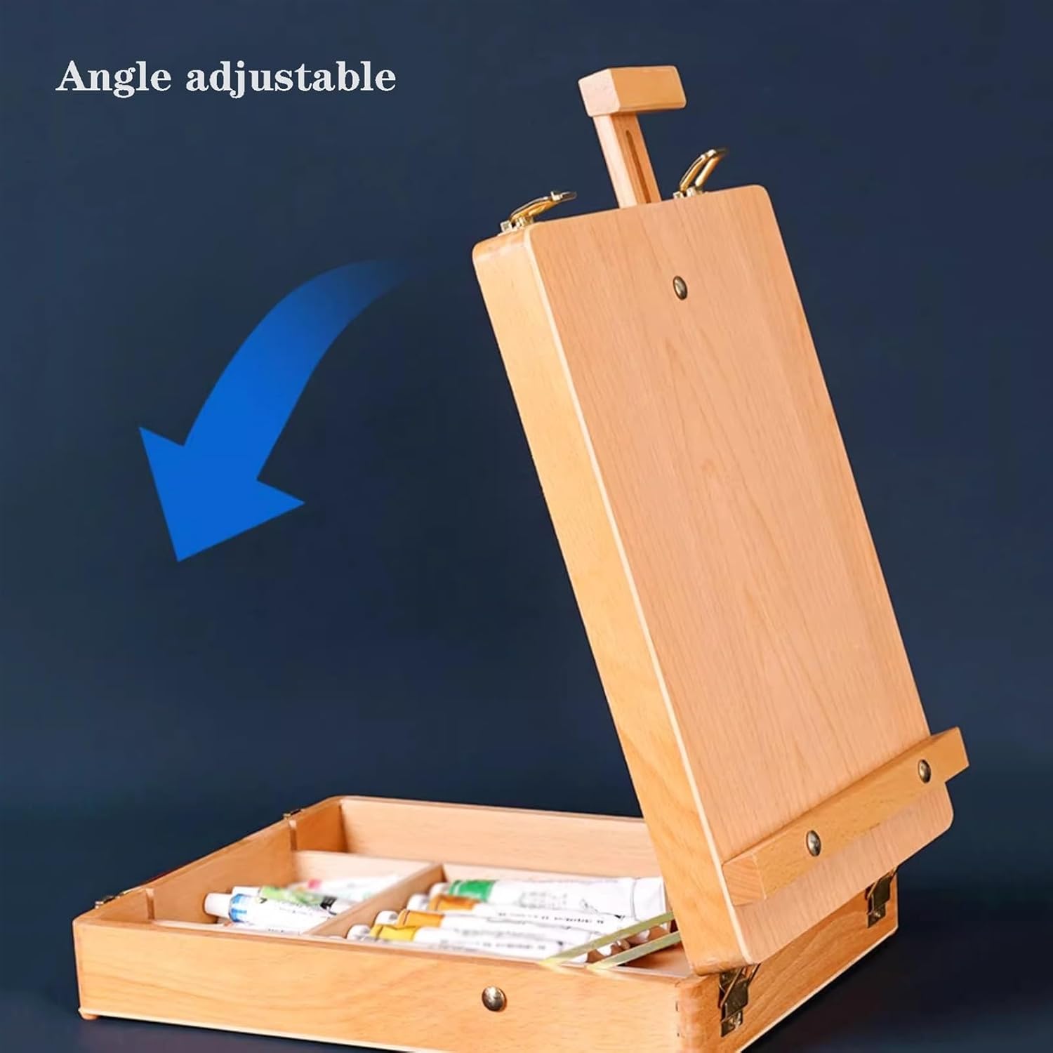Adjustable Wooden Art Easel Storage Box for Artists and Students