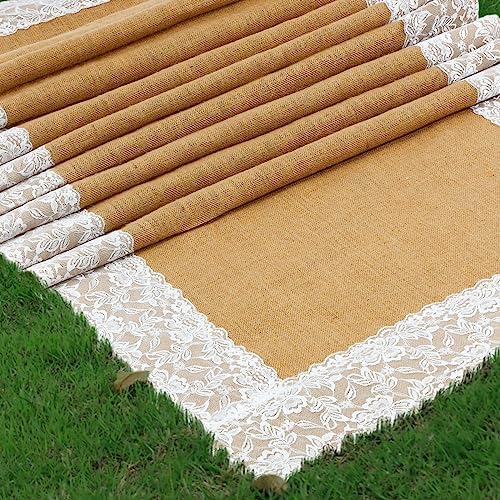 Preboun 3ft x 50ft Natural Burlap Wedding Aisle Runner